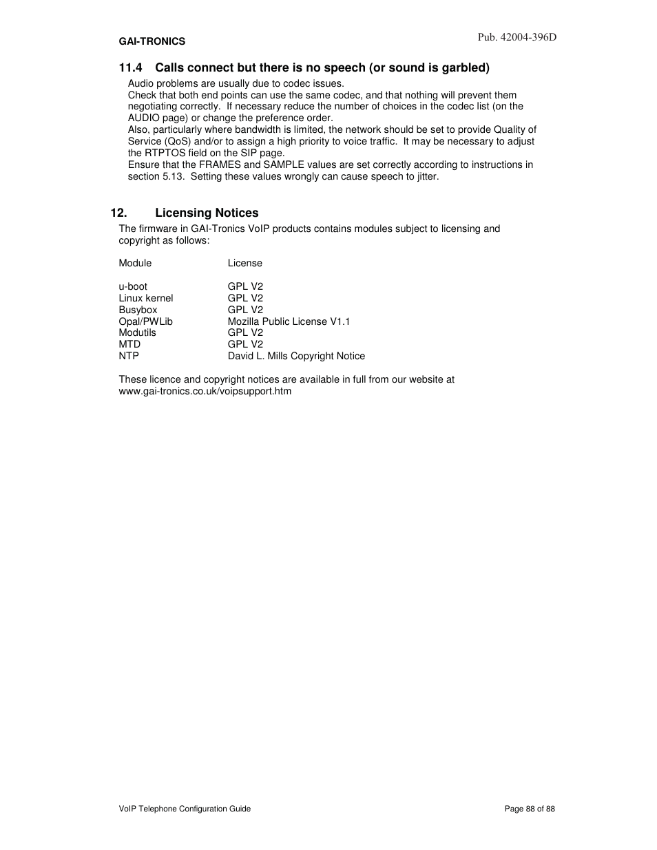 Licensing notices | GAI-Tronics VoIP Telephone Software Configuration Guide User Manual | Page 88 / 88