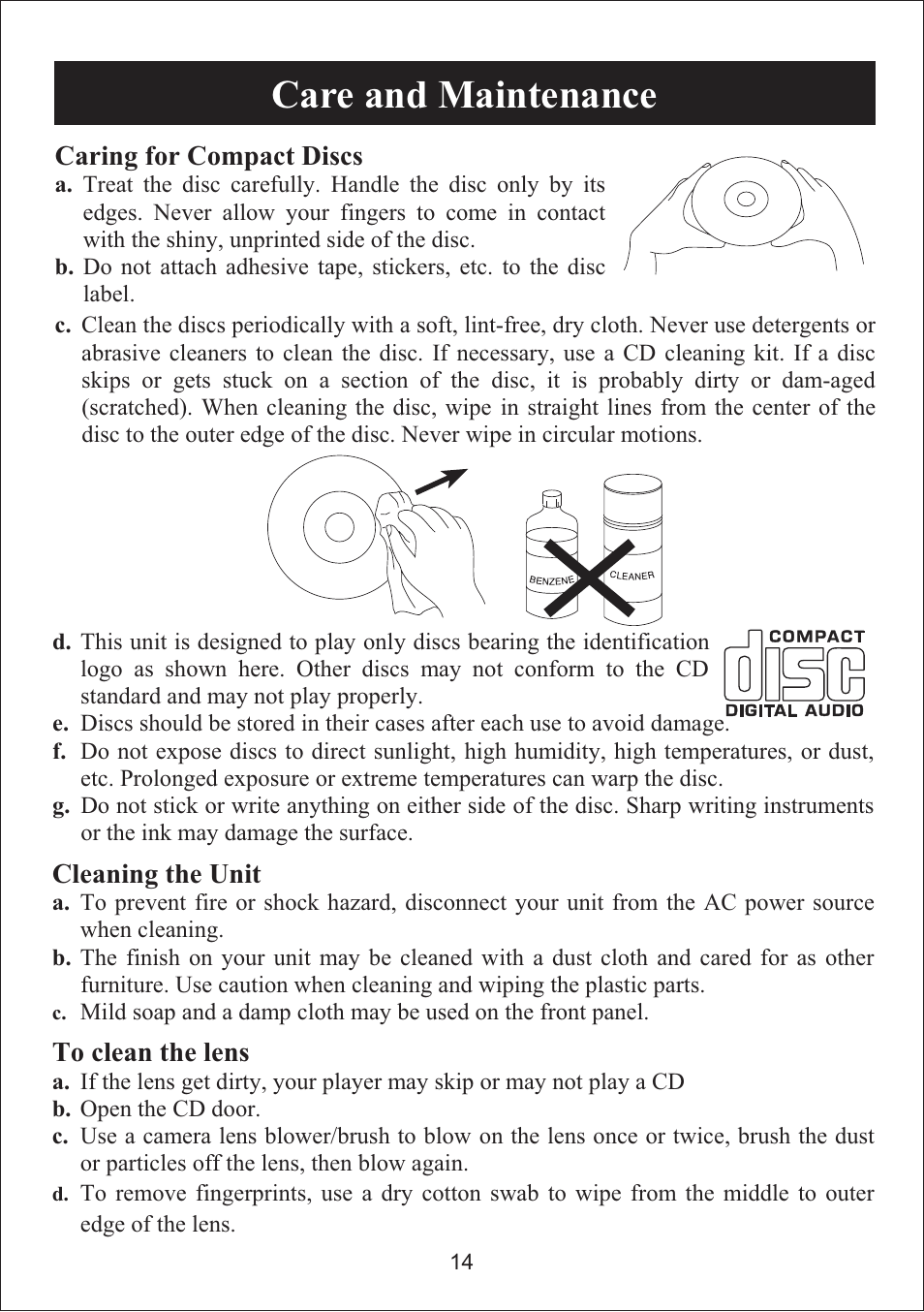 Care and maintenance | Curtis iP3019UK User Manual | Page 14 / 16