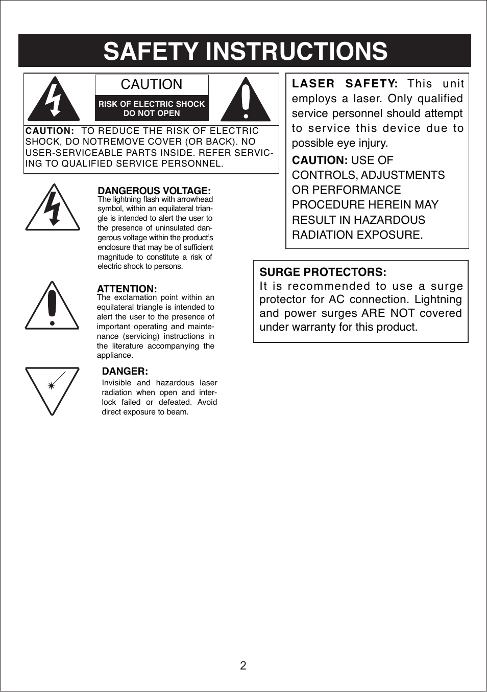 Safety instructions, Caution | Curtis iP3019UK User Manual | Page 2 / 16