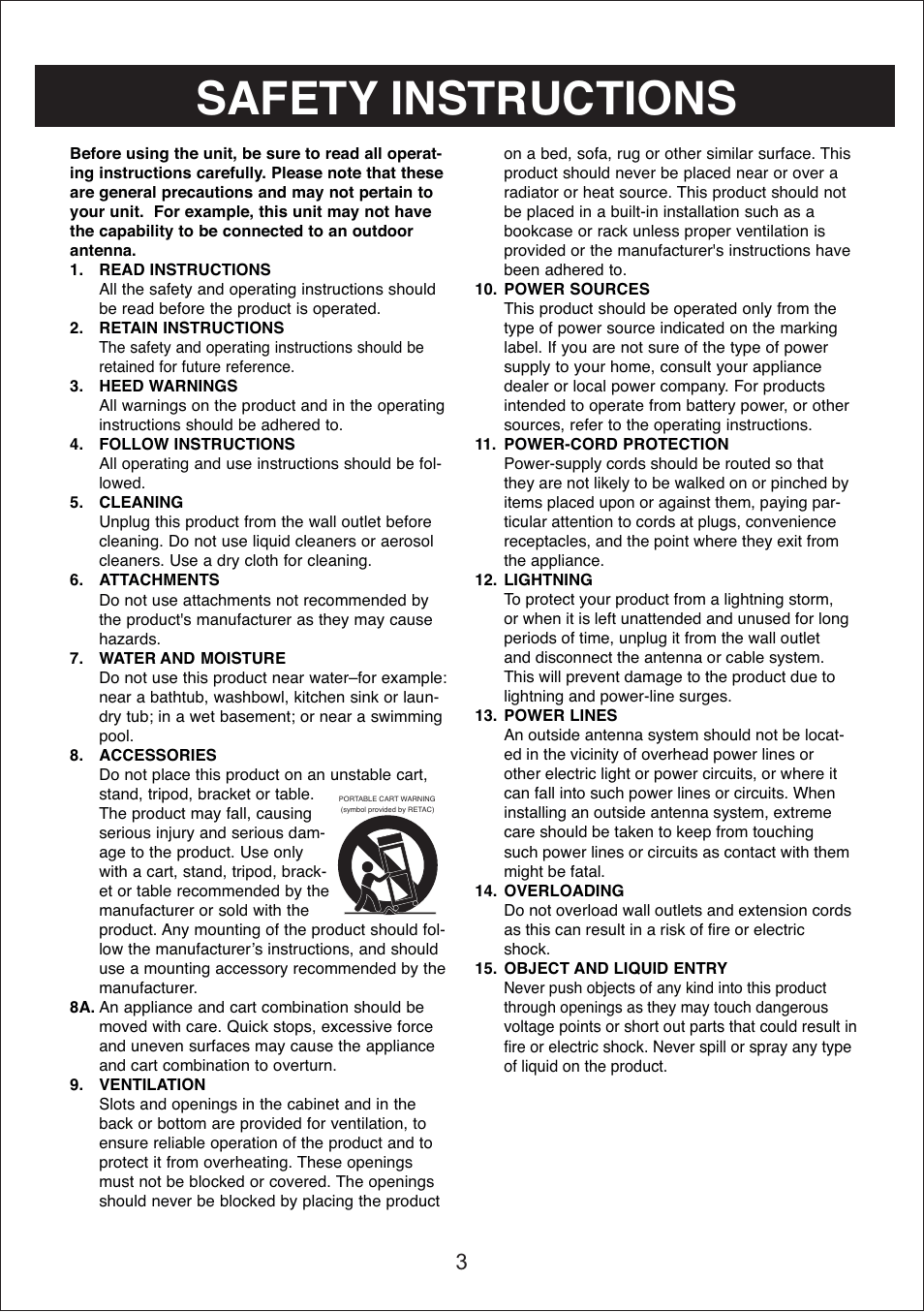 Safety instructions | Curtis iP3019UK User Manual | Page 3 / 16