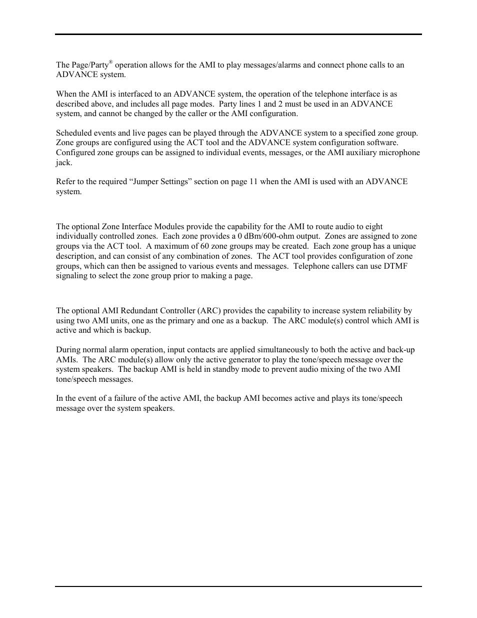 Optional advance operation, Optional zone operation, Optional ami redundancy | GAI-Tronics 10959-201 and 10959-203 Wall-mount Audio Messenger Interface User Manual | Page 6 / 23