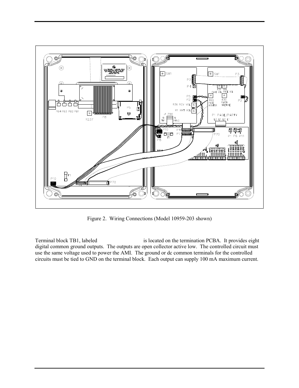 Wiring, Digital outputs | GAI-Tronics 10959-201 and 10959-203 Wall-mount Audio Messenger Interface User Manual | Page 8 / 23