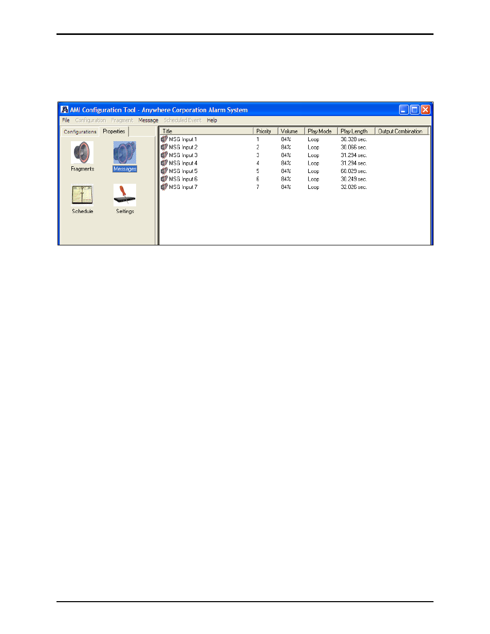 Messages | GAI-Tronics Sonic Alarm Sonic Alarm System Software Programming and User Manual User Manual | Page 49 / 101