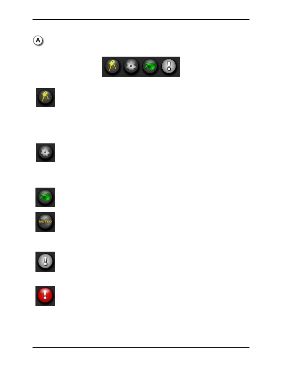 The main toolbar, Logout button, Options button (administrators only) | Mute button, Status monitor button | GAI-Tronics Sonic Alarm Sonic Alarm System Software Programming and User Manual User Manual | Page 70 / 101