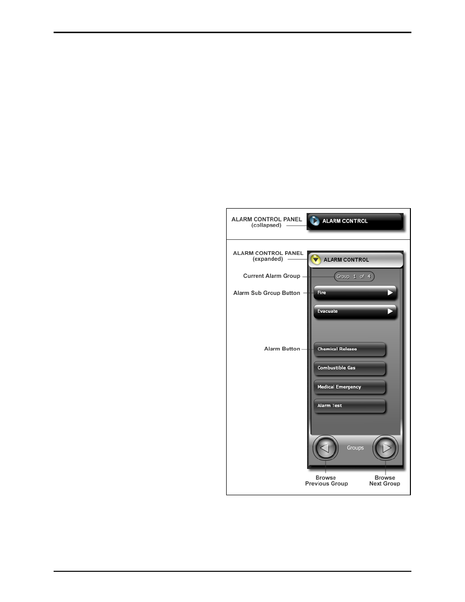 Audio control panels, The alarm control panel | GAI-Tronics Sonic Alarm Sonic Alarm System Software Programming and User Manual User Manual | Page 79 / 101