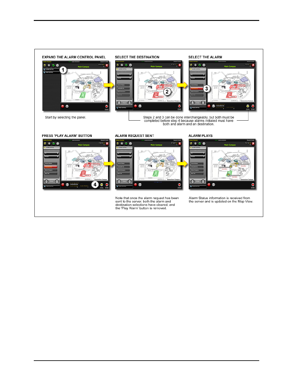 Initiating an alarm from the map view | GAI-Tronics Sonic Alarm Sonic Alarm System Software Programming and User Manual User Manual | Page 87 / 101