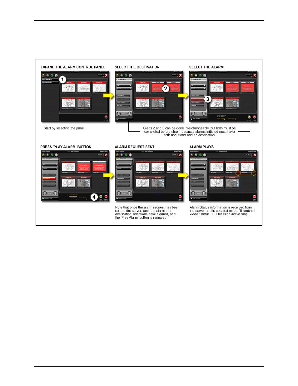 Initiating an alarm from the site view | GAI-Tronics Sonic Alarm Sonic Alarm System Software Programming and User Manual User Manual | Page 88 / 101