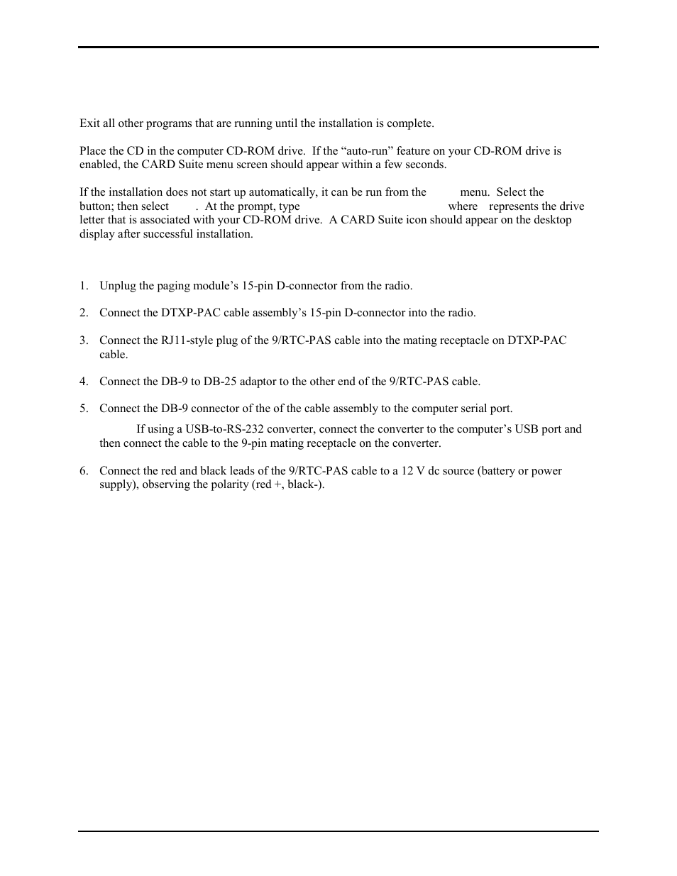 Rf programming software, Installation, Connecting the programming cable | GAI-Tronics 10458-101 600-Ohm / RF Electronics Paging Module User Manual | Page 18 / 31