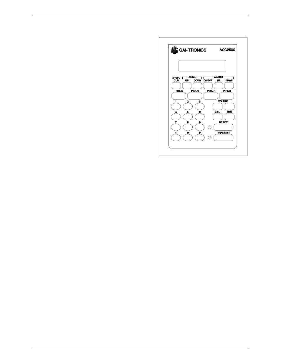 Desk set button panel | GAI-Tronics ACC2500 Audio Control Center User Manual | Page 9 / 56