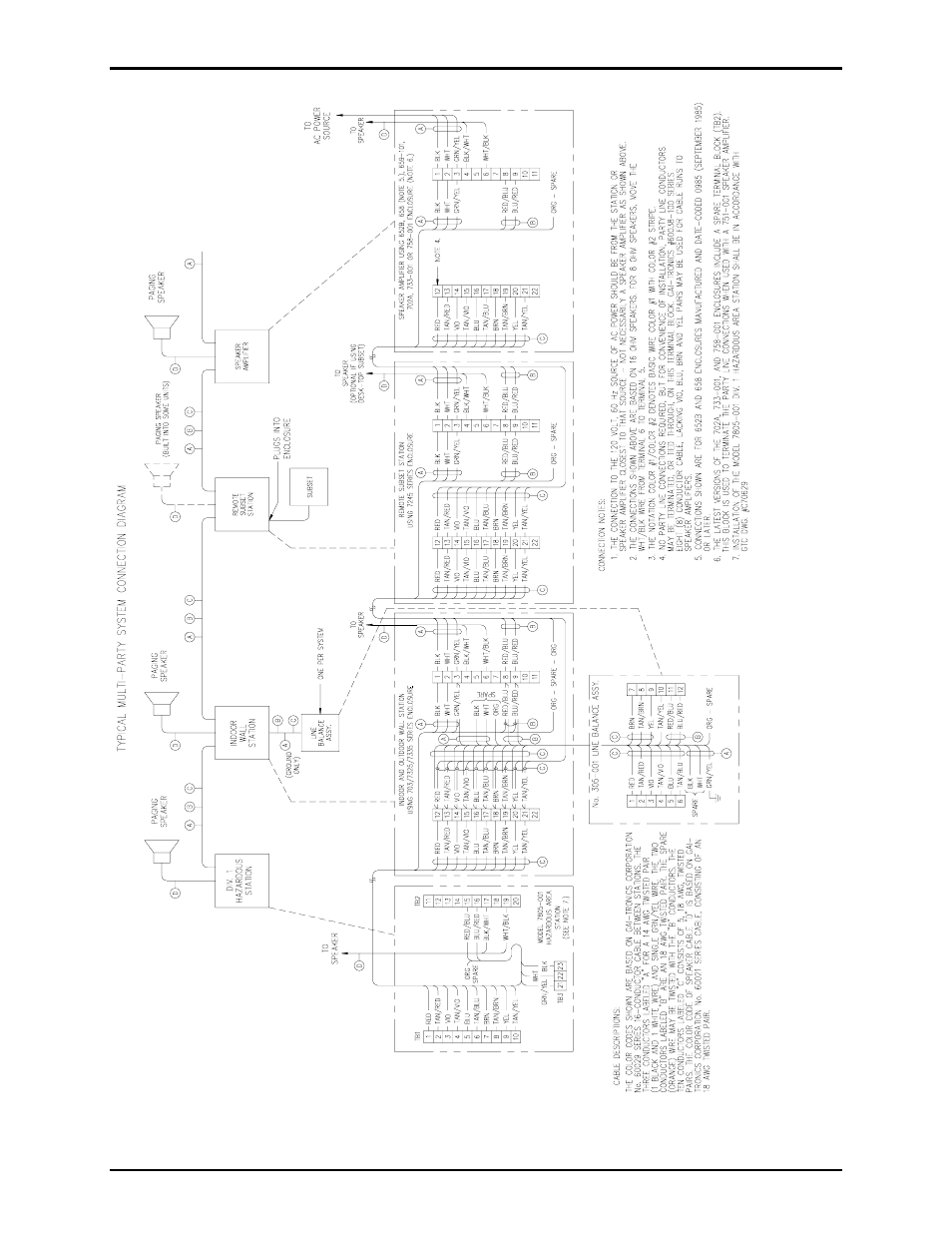 Typ. multi-party system conn. diag, 7 of 7 | GAI-Tronics 7335-001 Page/Party Weatherproof Non-Metallic Multi-Party Amplifier Enclosure (115 V AC) User Manual | Page 7 / 8