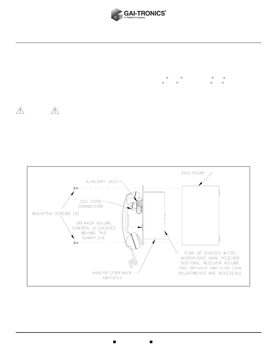 GAI-Tronics 701-309 Page/Party Handset / Speaker Amplifier with Auxiliary Jack (24 V DC) User Manual | 2 pages