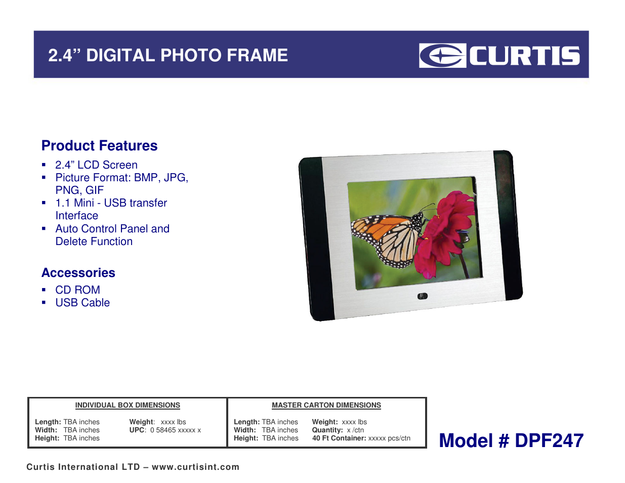 Curtis DPF247 User Manual | 1 page