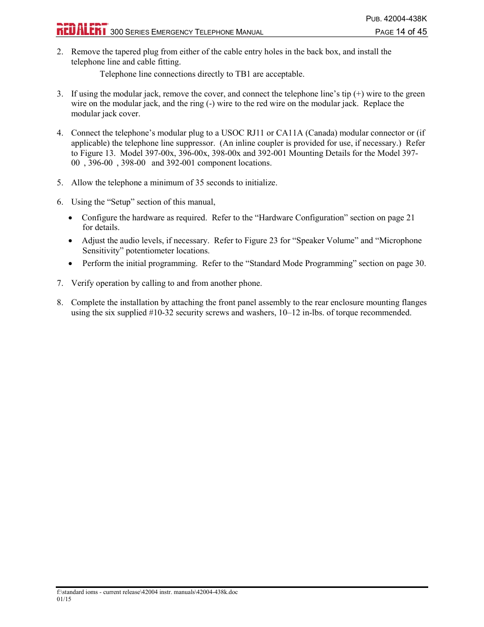 GAI-Tronics 300 Series RED ALERT Emergency Telephone Manual User Manual | Page 16 / 48