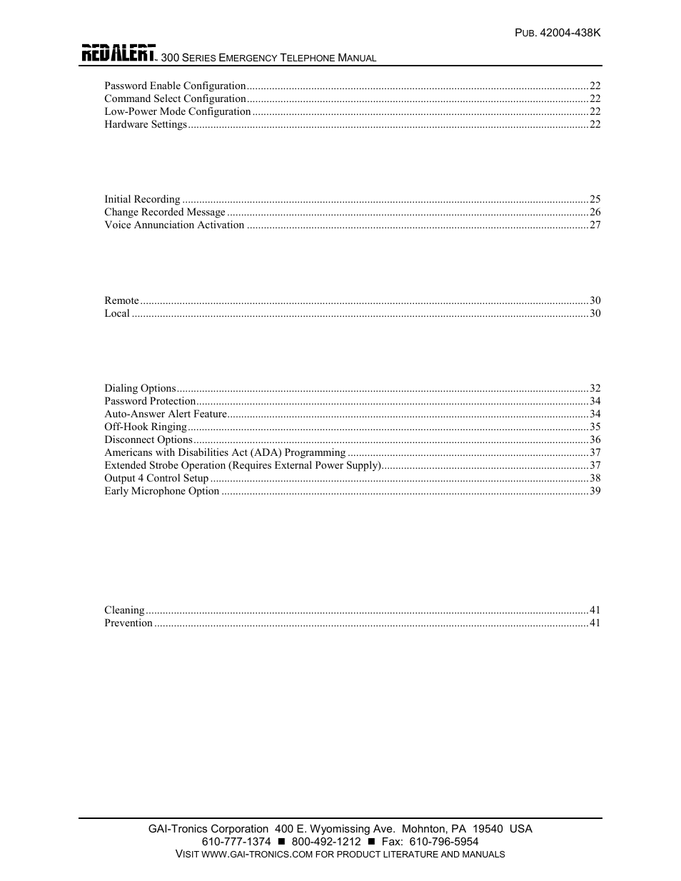 GAI-Tronics 300 Series RED ALERT Emergency Telephone Manual User Manual | Page 2 / 48