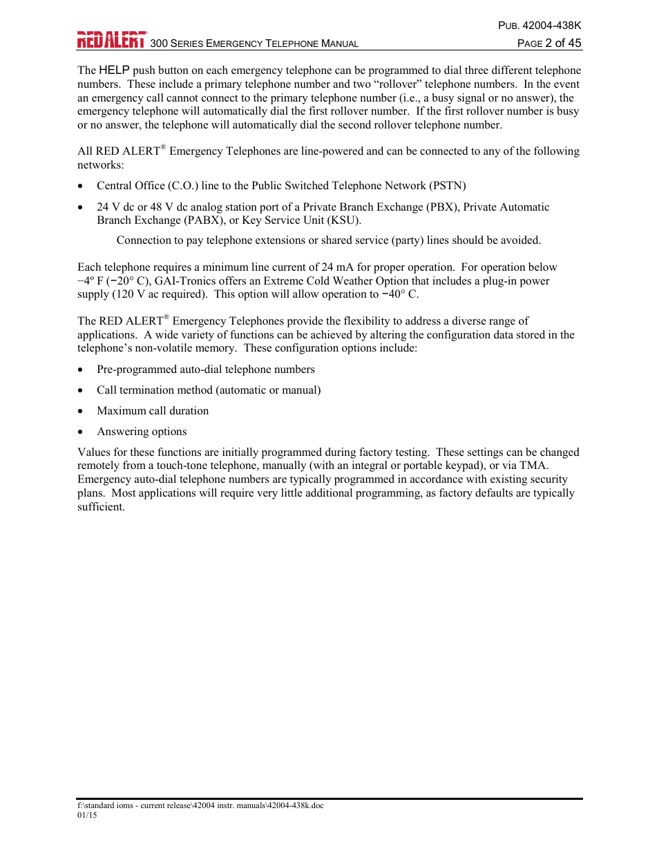 GAI-Tronics 300 Series RED ALERT Emergency Telephone Manual User Manual | Page 4 / 48