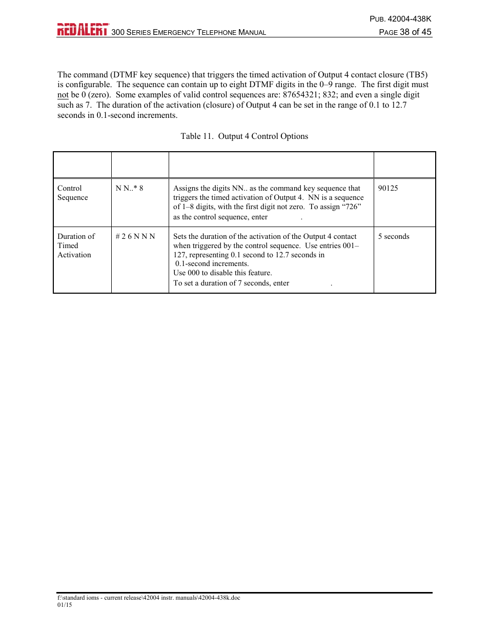 Output 4 control setup | GAI-Tronics 300 Series RED ALERT Emergency Telephone Manual User Manual | Page 40 / 48