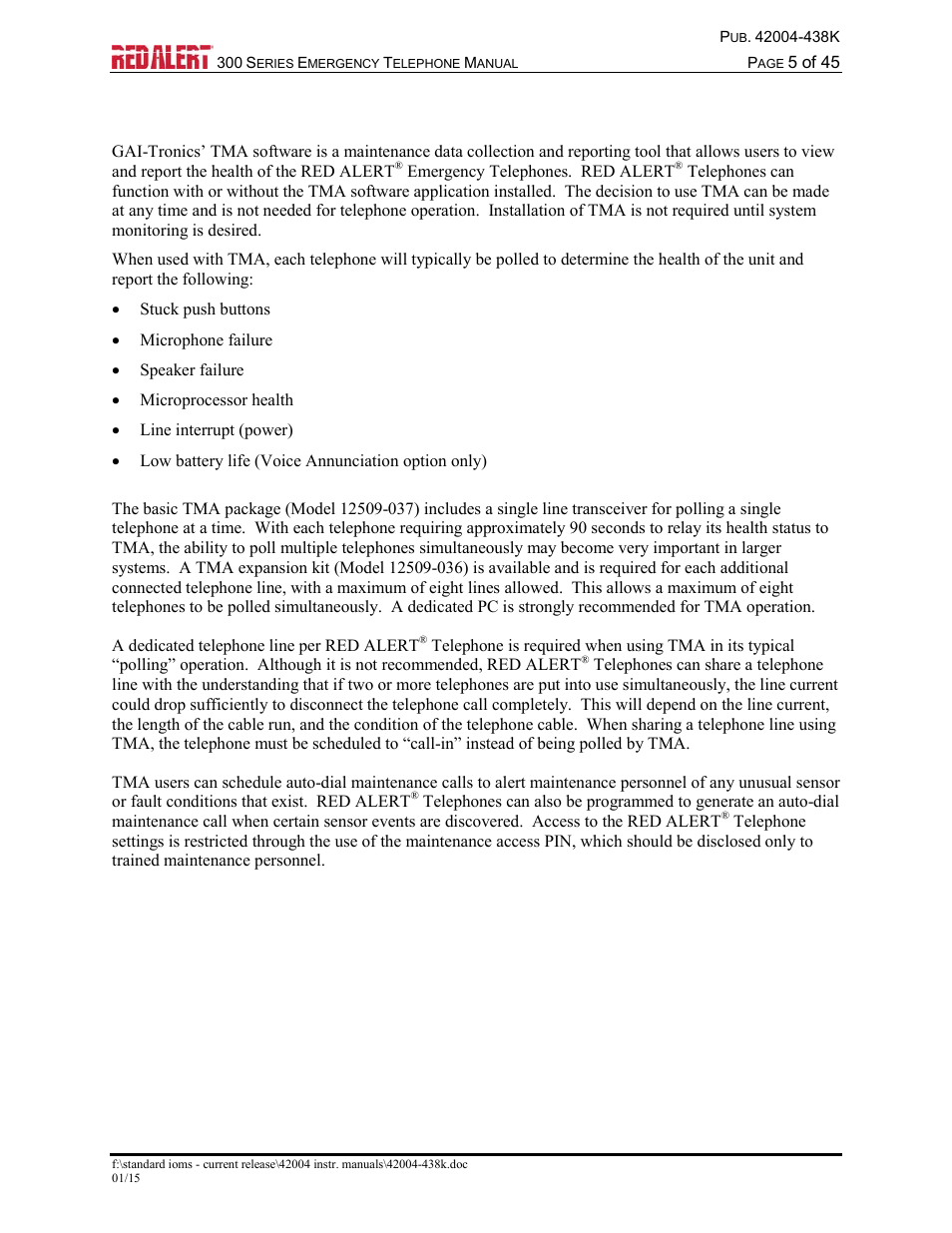 Telephone management application (tma) | GAI-Tronics 300 Series RED ALERT Emergency Telephone Manual User Manual | Page 7 / 48