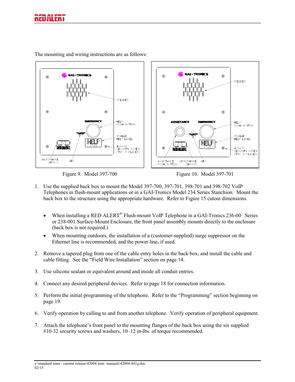 70x & 398-70x, Stanchion or flush-mount applications | GAI-Tronics 393-700 RED ALERT 300 Series Hands-free VoIP Telephone Manual User Manual | Page 12 / 27