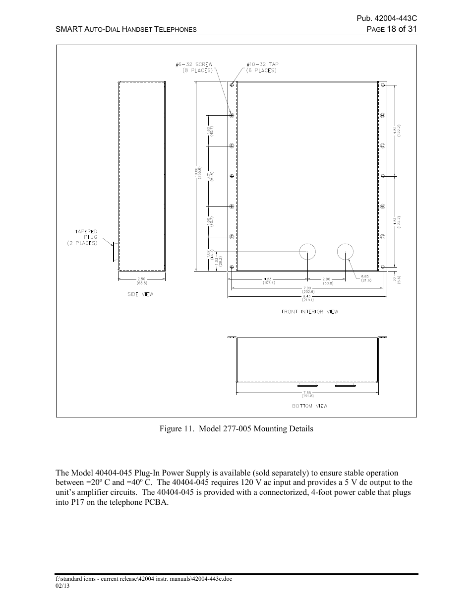 External power for lower operating temperatures | GAI-Tronics 227-005 SMART Auto-Dial Handset Telephones User Manual | Page 20 / 34