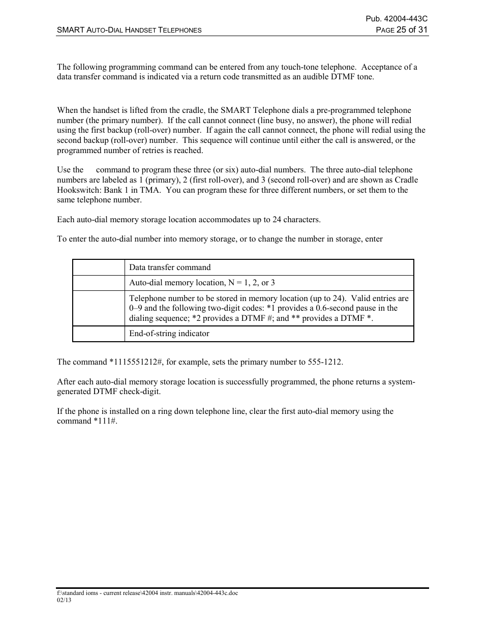 Basic programming, Auto-dial memory | GAI-Tronics 227-005 SMART Auto-Dial Handset Telephones User Manual | Page 27 / 34