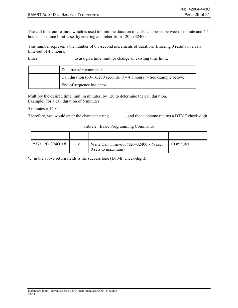 Call time-out | GAI-Tronics 227-005 SMART Auto-Dial Handset Telephones User Manual | Page 28 / 34