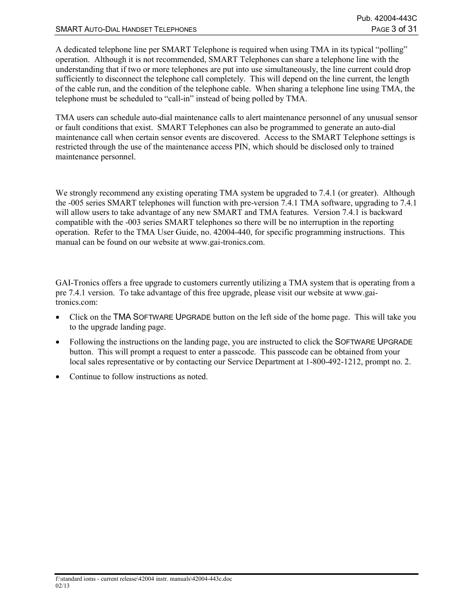 Tma upgrade (free) | GAI-Tronics 227-005 SMART Auto-Dial Handset Telephones User Manual | Page 5 / 34