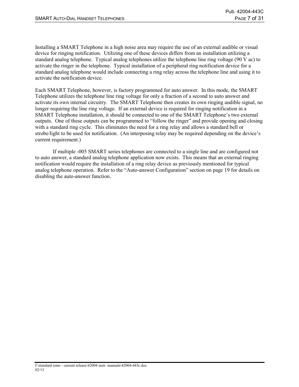 High noise area installation | GAI-Tronics 227-005 SMART Auto-Dial Handset Telephones User Manual | Page 9 / 34