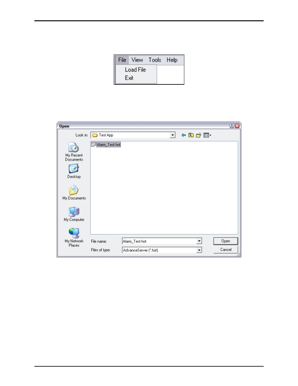 Advance server menu items, File menu | GAI-Tronics ADVANCE System SmartView User Manual Ver 1.3 User Manual | Page 14 / 43