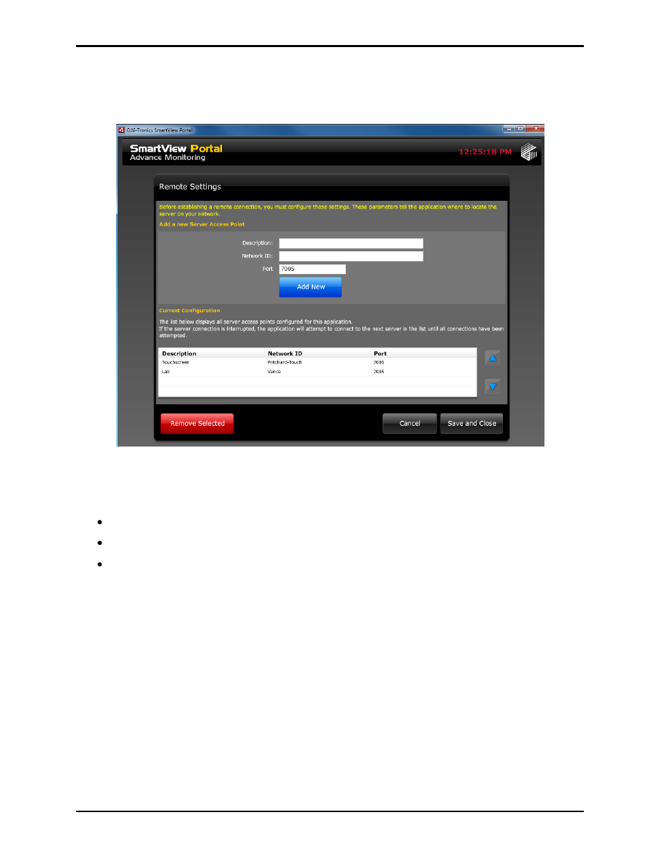 Remote settings panel | GAI-Tronics ADVANCE System SmartView User Manual Ver 1.3 User Manual | Page 22 / 43