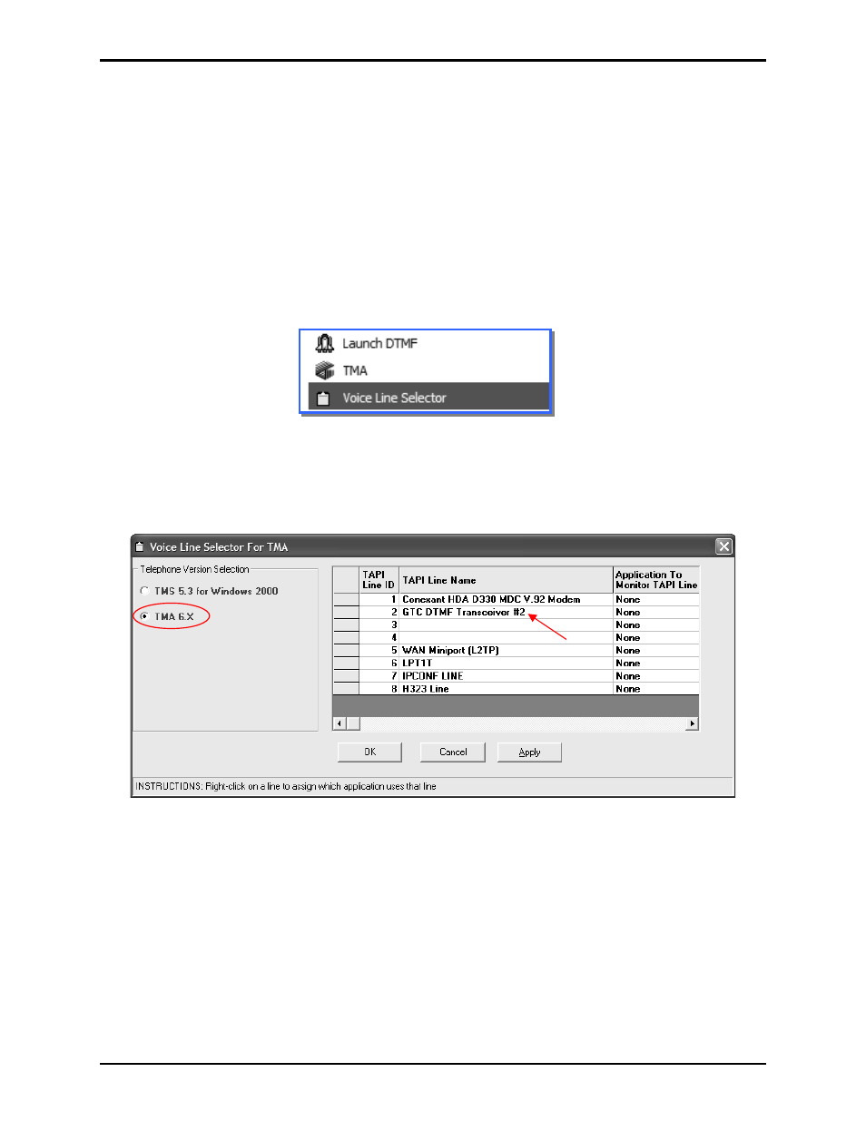 Voice line selector configuration | GAI-Tronics 12509-037 Telephone Management Application (TMA) Installation Bulletin (Ver. 7.3.3 and newer) User Manual | Page 14 / 20