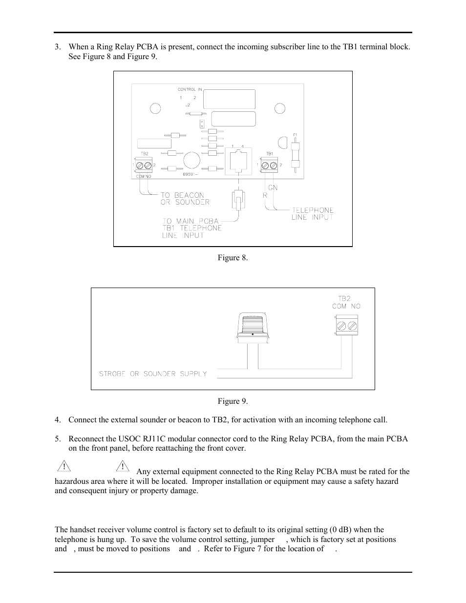 Volume control jumper setting | GAI-Tronics 352-001 UL Class I Division 1 Telephones User Manual | Page 8 / 14