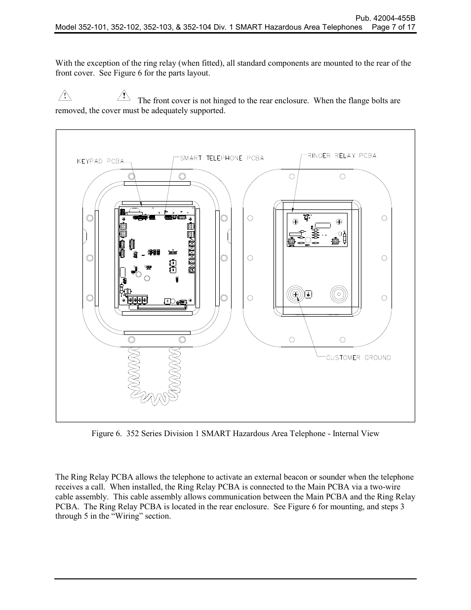 Internal, Ring relay pcba | GAI-Tronics 352-101 Division 1 SMART Telephones User Manual | Page 7 / 18