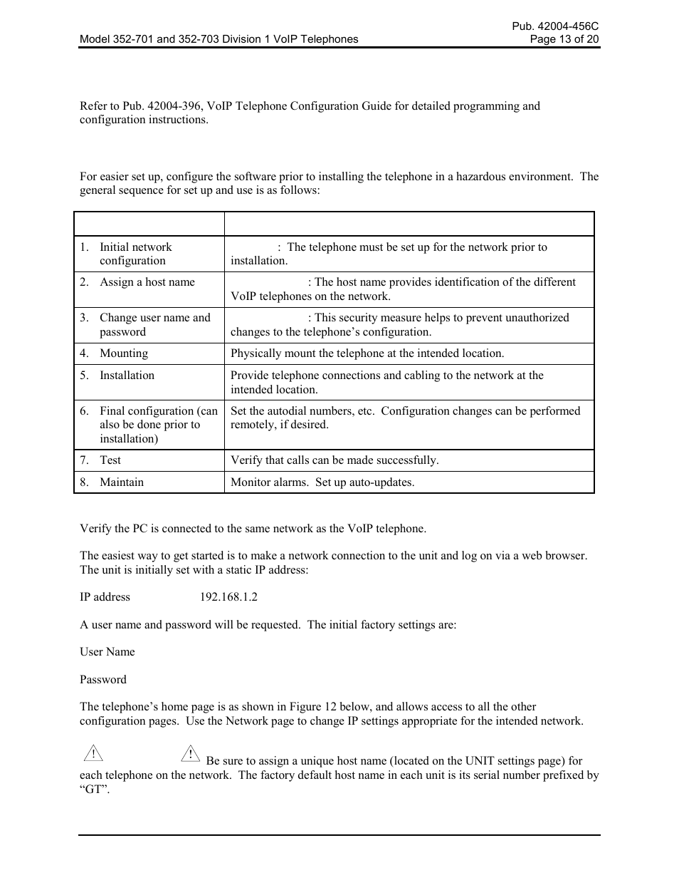Programming, Quick start guide | GAI-Tronics 352-701 UL Class 1 Division 1 VoIP Telephones User Manual | Page 13 / 21