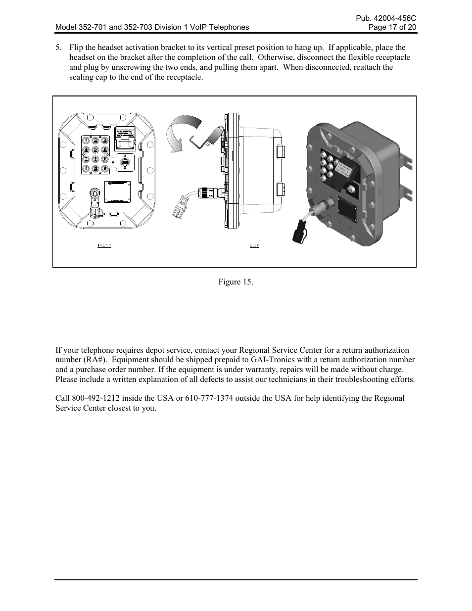 Maintenance, Service | GAI-Tronics 352-701 UL Class 1 Division 1 VoIP Telephones User Manual | Page 17 / 21