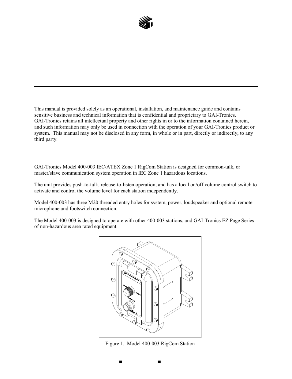 GAI-Tronics 400-003 IEC / ATEX Zone 1 RigCom Station User Manual | 17 pages