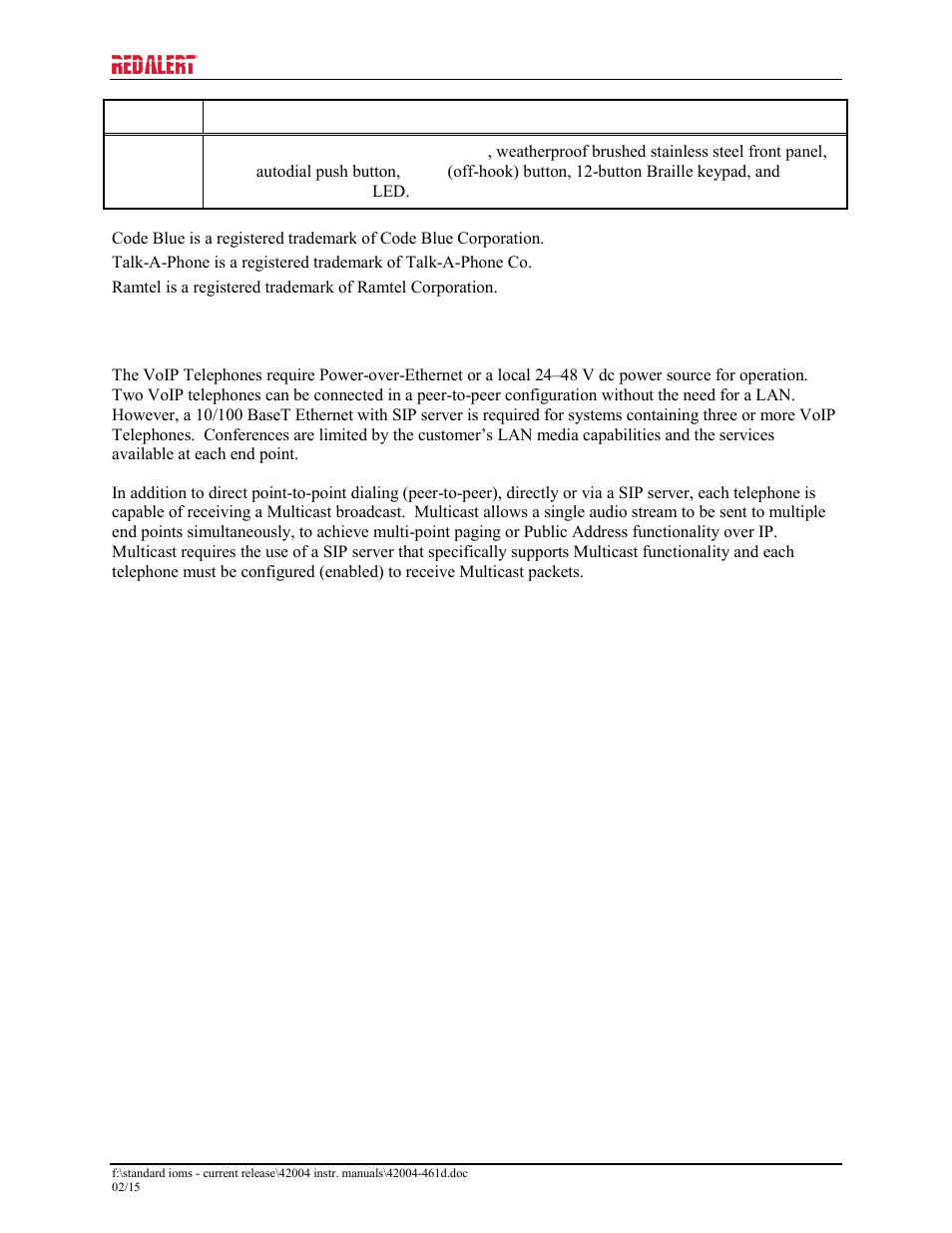 System requirements and limitations | GAI-Tronics 397-700CB RED ALERT VoIP Retro-fit Telephones User Manual | Page 4 / 24