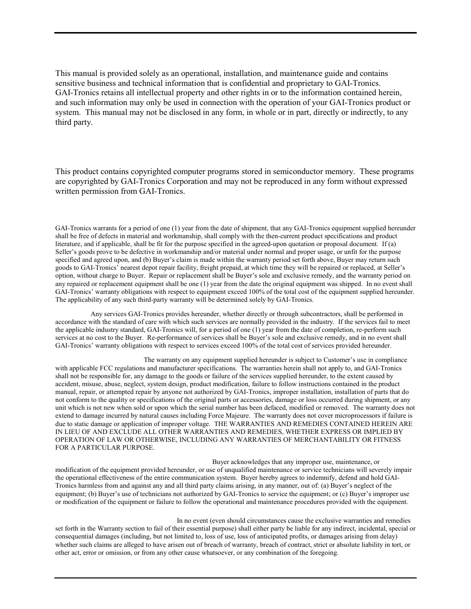 Confidentiality notice, Computer software copyrights, Warranty | GAI-Tronics 13382 WiFi and VoIP Addressable Amplified Speakers Manual User Manual | Page 4 / 27