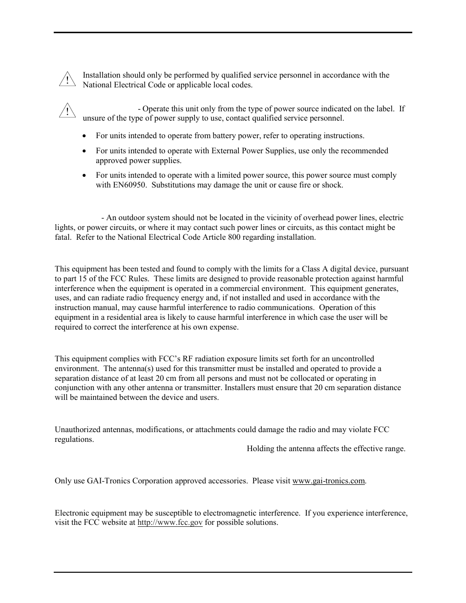 Safety and general information | GAI-Tronics 13382 WiFi and VoIP Addressable Amplified Speakers Manual User Manual | Page 5 / 27