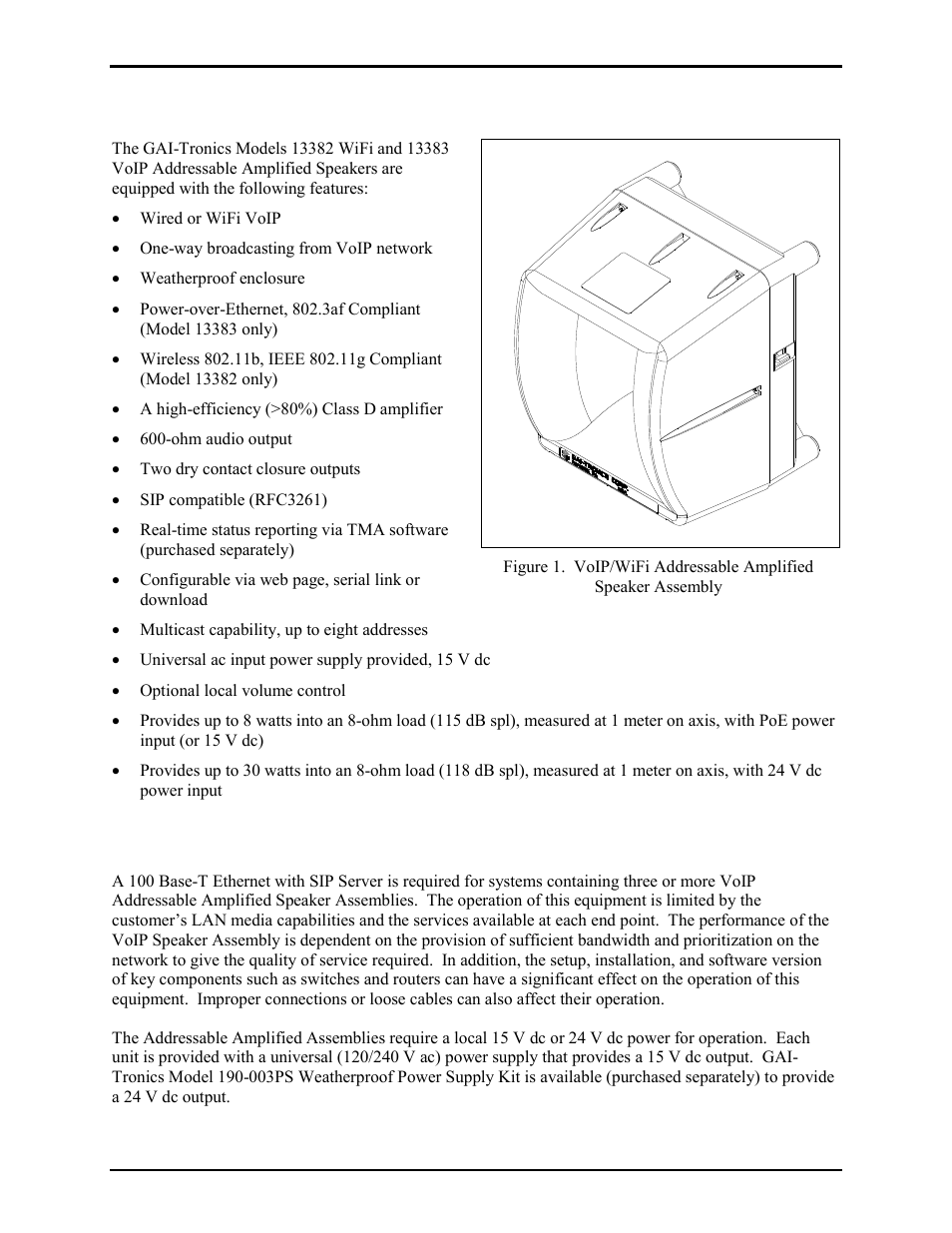 Features and functions, System requirements and limitations | GAI-Tronics 13382 WiFi and VoIP Addressable Amplified Speakers Manual User Manual | Page 8 / 27