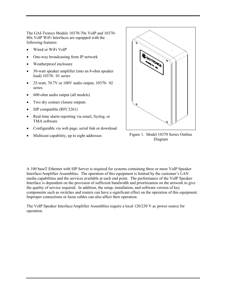 Features and functions, System requirements and limitations | GAI-Tronics 10370-701 VoIP Interface/Amplifier Assemblies User Manual | Page 10 / 25