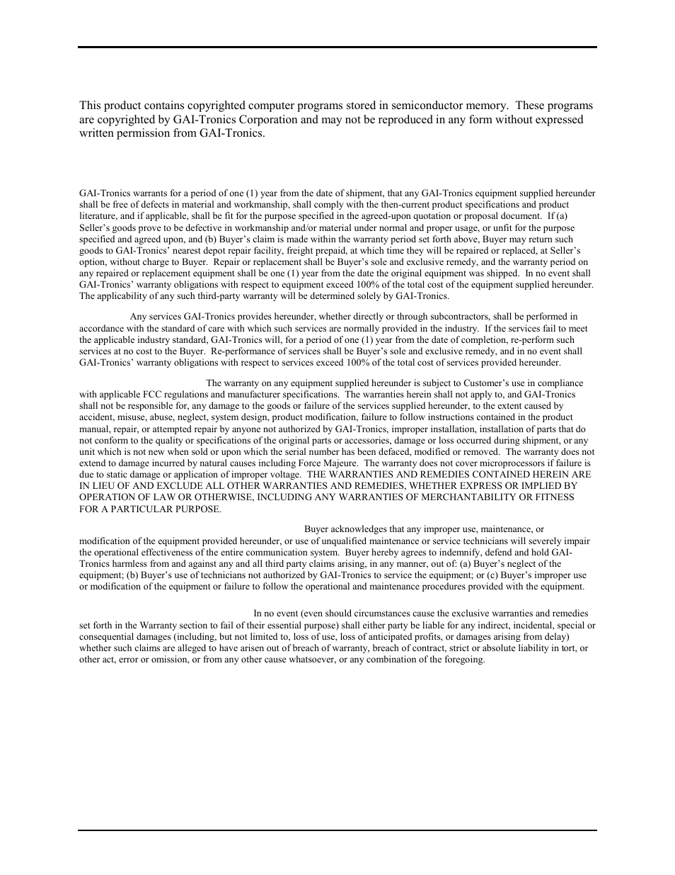 Computer software copyrights, Warranty | GAI-Tronics 10370-701 VoIP Interface/Amplifier Assemblies User Manual | Page 5 / 25
