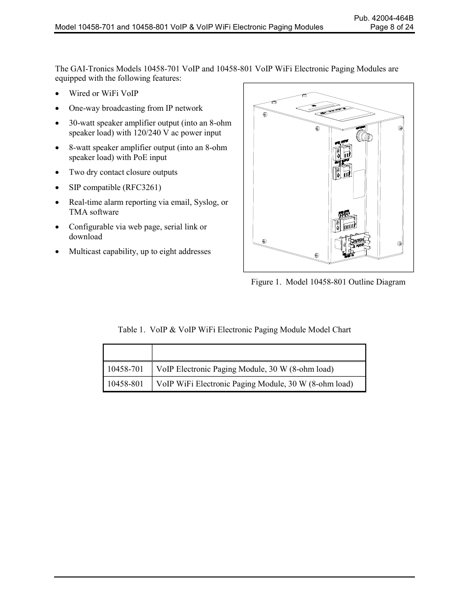 Features and functions, Available models | GAI-Tronics 10458-701 VoIP & VoIP WiFi Electronics Paging Modules User Manual | Page 10 / 27