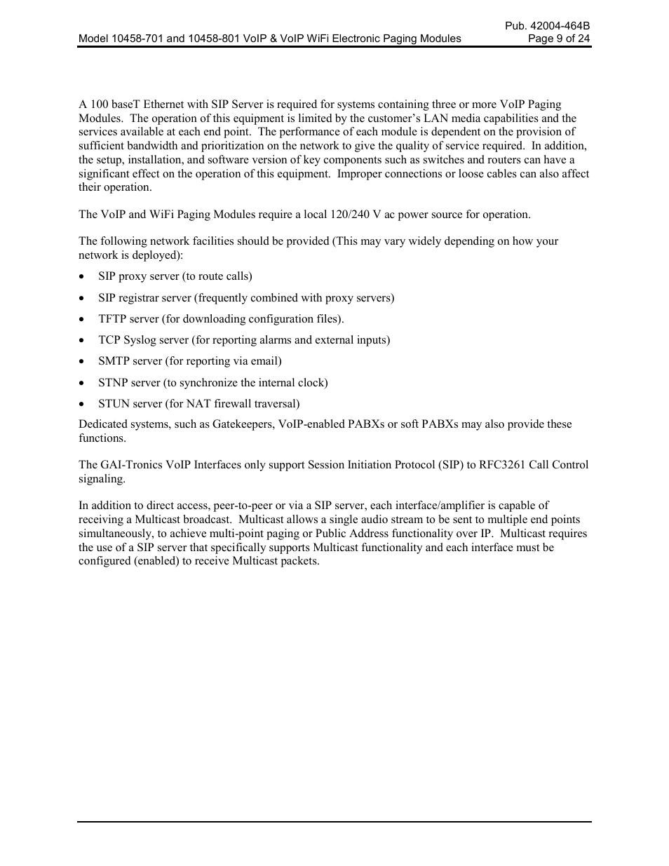 System requirements and limitations | GAI-Tronics 10458-701 VoIP & VoIP WiFi Electronics Paging Modules User Manual | Page 11 / 27