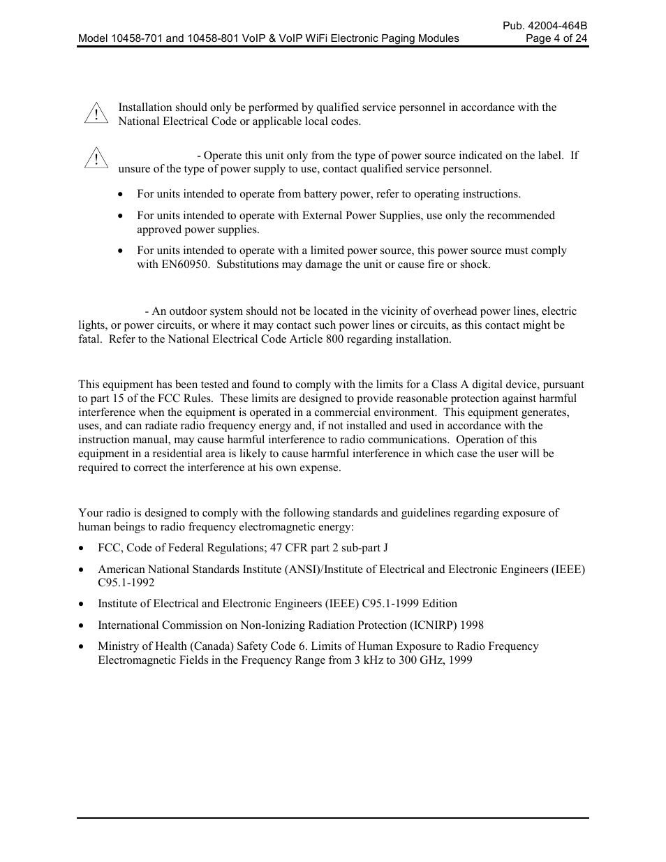 Safety and general information | GAI-Tronics 10458-701 VoIP & VoIP WiFi Electronics Paging Modules User Manual | Page 6 / 27