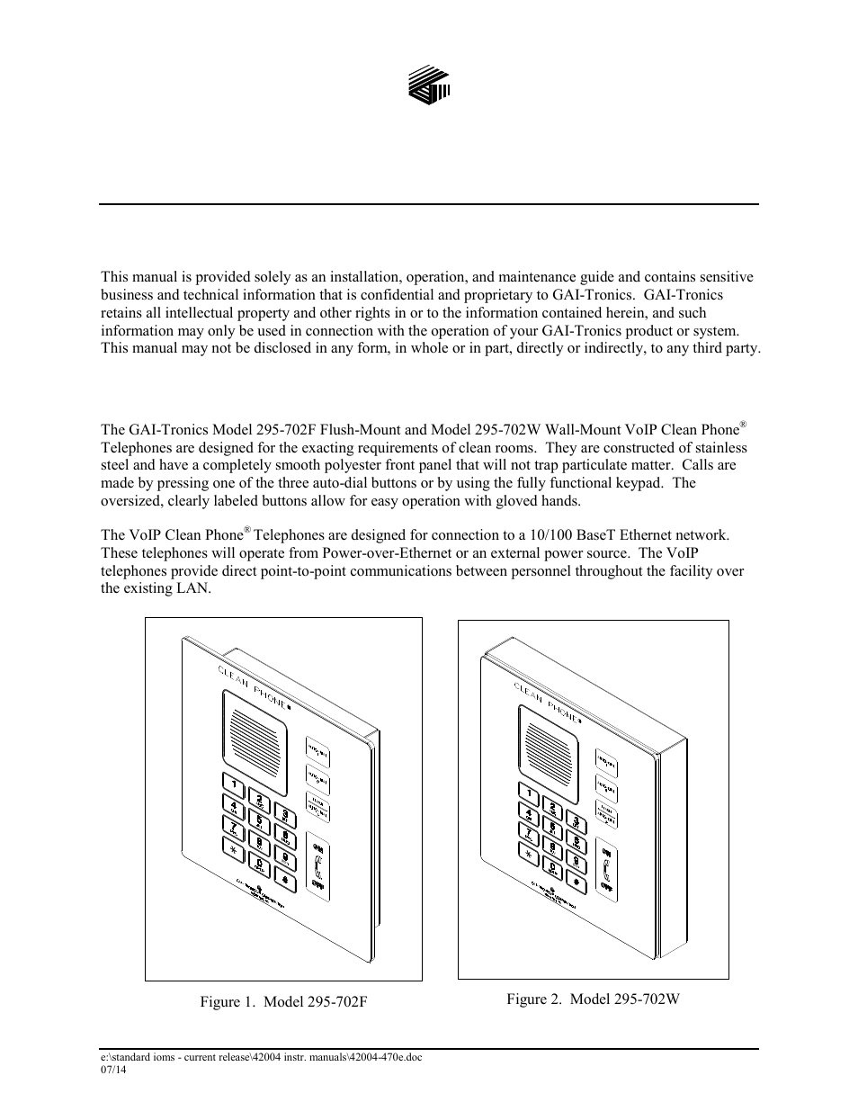 Confidentiality notice, Product overview, Phone | Voip clean, Telephones | GAI-Tronics 295-702F, 295-702W VoIP Clean Telephones User Manual | Page 3 / 23