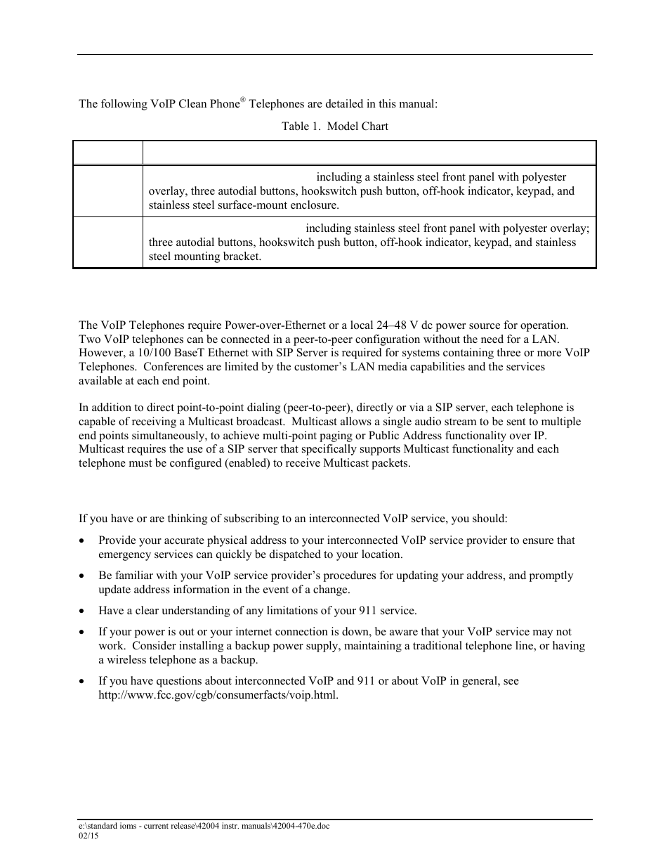 Models, System requirements and limitations, Tips for voip subscribers | GAI-Tronics 295-702F, 295-702W VoIP Clean Telephones User Manual | Page 4 / 23