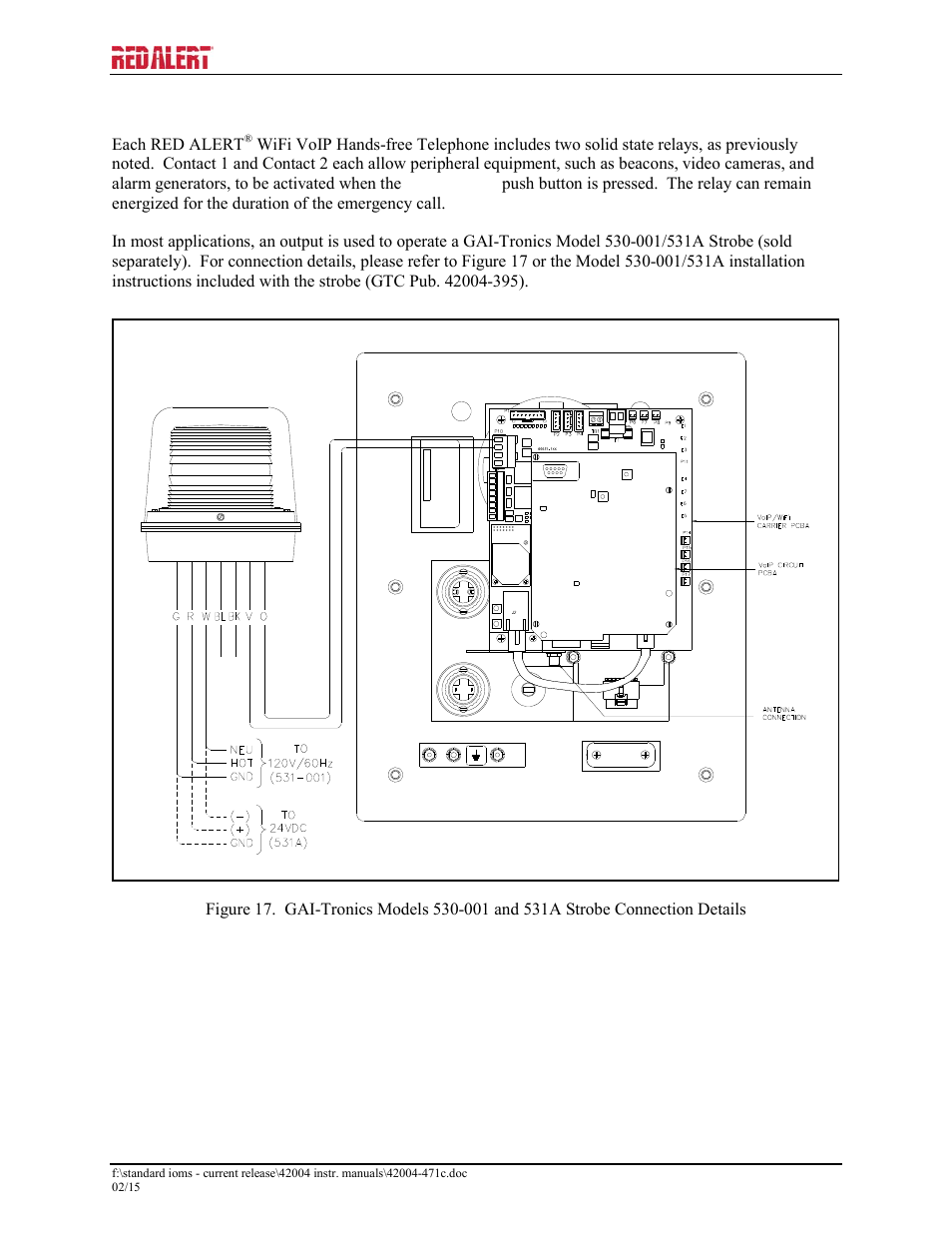 Strobe connection | GAI-Tronics 393-800A RED ALERT Hands-free WiFi Telephones User Manual | Page 19 / 31