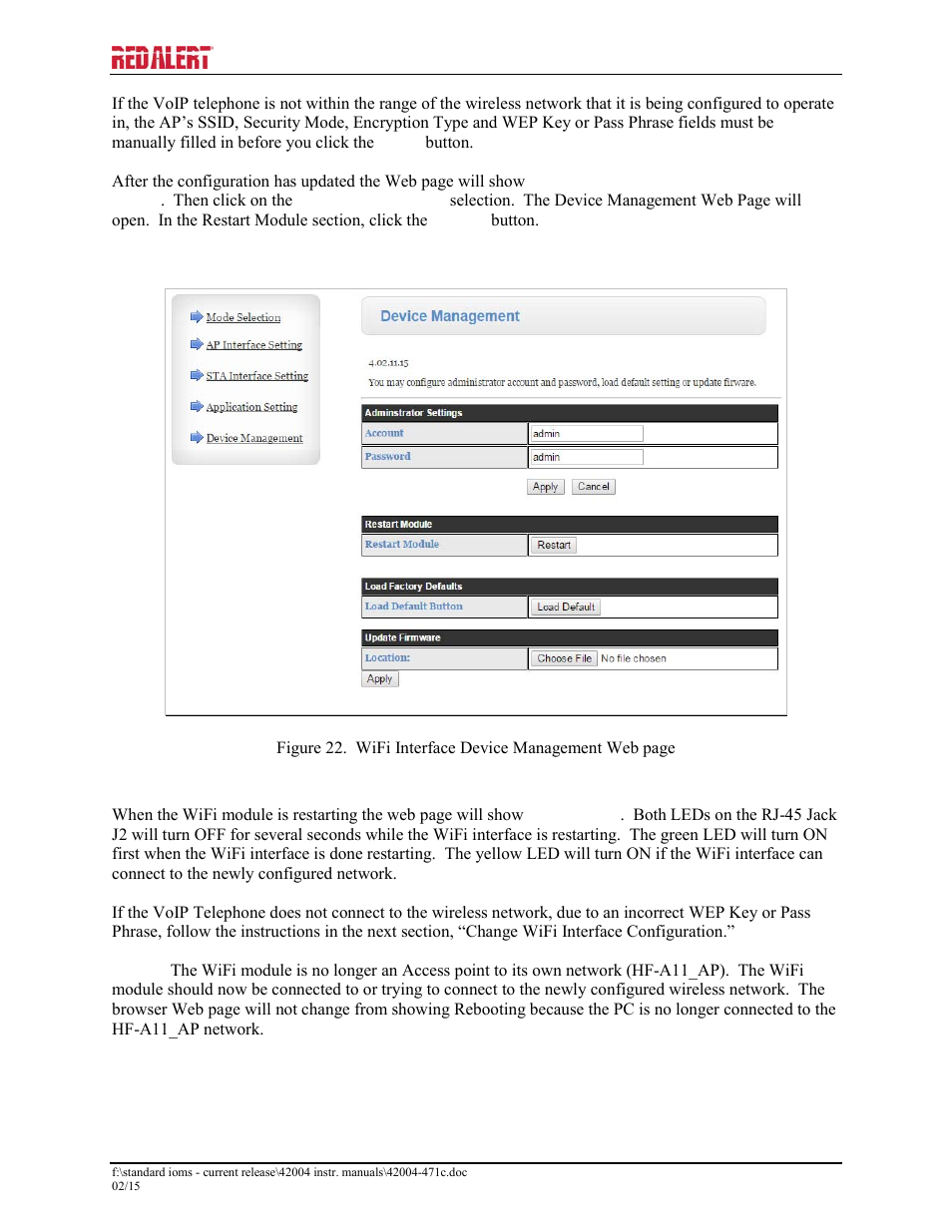 GAI-Tronics 393-800A RED ALERT Hands-free WiFi Telephones User Manual | Page 24 / 31