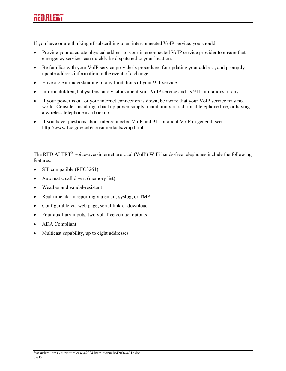Tips for voip subscribers, Features and functions | GAI-Tronics 393-800A RED ALERT Hands-free WiFi Telephones User Manual | Page 5 / 31