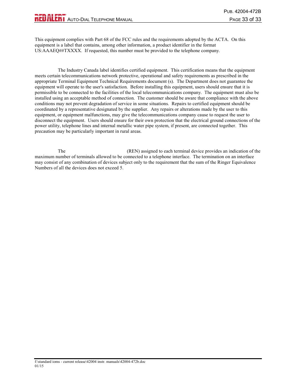 User instructions (usa), Cp-01, issue 8, part i: section 14.2 | GAI-Tronics 393-001AD,  RED ALERT Auto-dial Telephones User Manual | Page 35 / 36